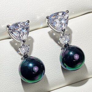 💥 High Quality Silver Plated Diamond CZ Earrings for Women, HA4537